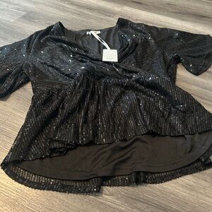 Women’s Black Sequin Peplum Top